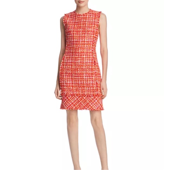 Elie Tahari Dresses & Skirts - Elie Tahari 100% Cotton Andrea Seath Tweed Mini Dress Size 2 Vibrant Red Pockets